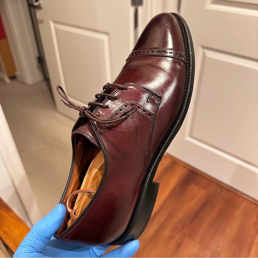 Allen Edmonds Burgundy Leather Cap-Toe Derbys - Picture 8 of 15